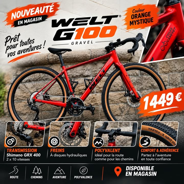 WELT G100 – ORANGE MYSTIQUE Le gravel qui 1 1119513407684036 - Accueil - Quimper Brest WELT G100 – ORANGE MYSTIQUE Le gravel qui 1 1119513407684036 - Accueil - Quimper Brest